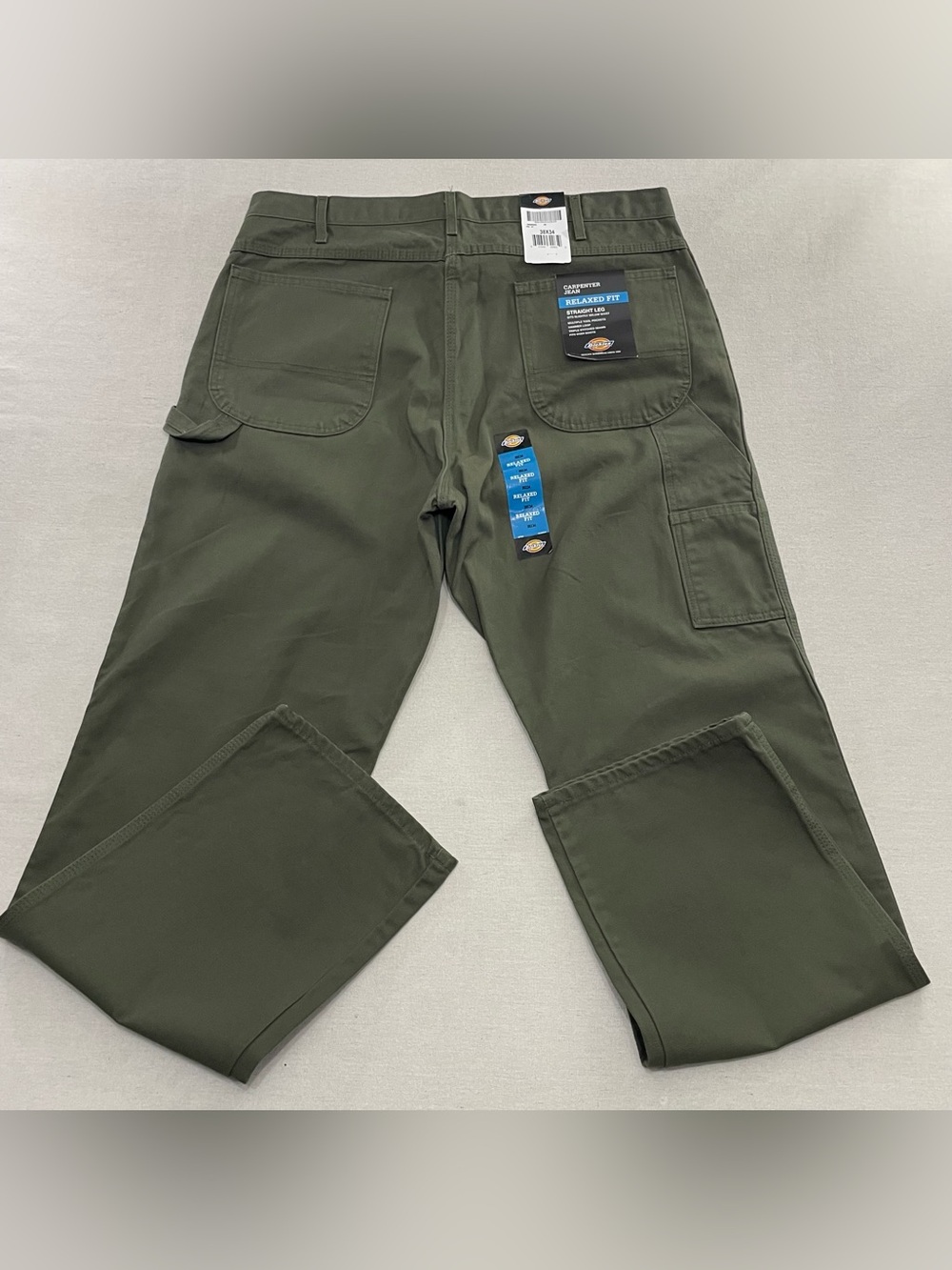 Dickies Men's Carpenter Jeans Size 38x34 Green Straight Leg Relaxed Fit NWT